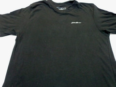 Eddie Bauer Mens Solid Black T Shirt Size Large FITS TIGHT FLAWS