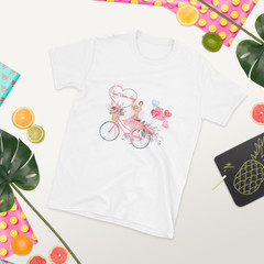 14 February Heart Day Holiday Happy Valentine’s Day T-Shirt, Bicycle Love Gift