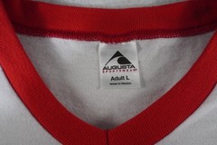 Augusta Sportswear T Shirt Unisex Large White Red Gym Rat Graphic V Neck Casual