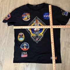 Hudson Outerwear NASA Shirt Size Adult Large Black, Multiple Patches