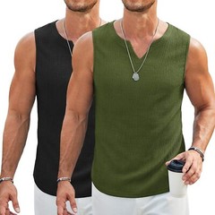 Men’s V Neck Sleeveless Tank Tops 2 Pack Lightweight Knit Muscle Tee for Summer