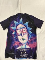 Rick and Morty Galaxy Graphic T-Shirt Unisex Medium Black All Over Print Tee