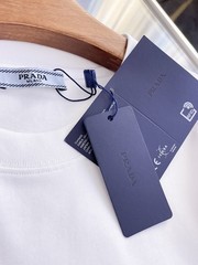 Prada Mercerized Cotton T-Shirt, Crew Neck, White, Size XL