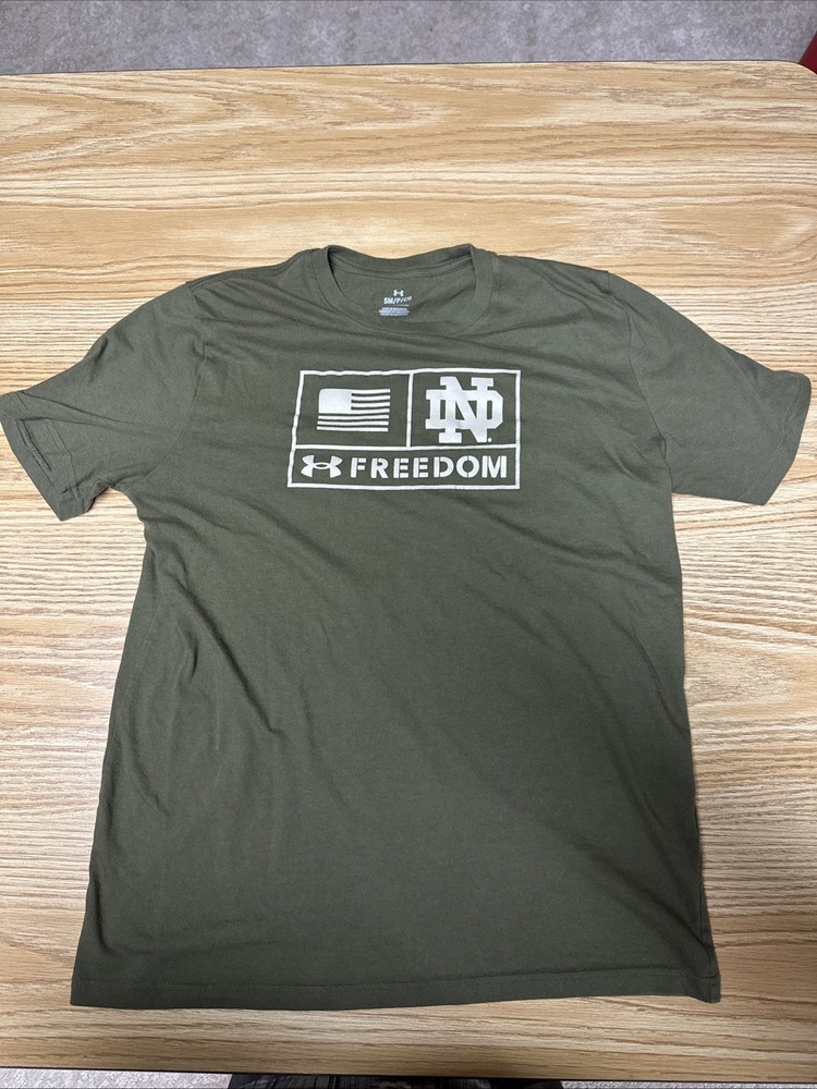 Olive Drab Green Men’s Short Sleeve T-shirt Size Small Notre Dame Under Armor