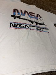 Vintage 1991 NASA Space Shuttle Art T Shirt Mens L White Spaceship Preppy 90s