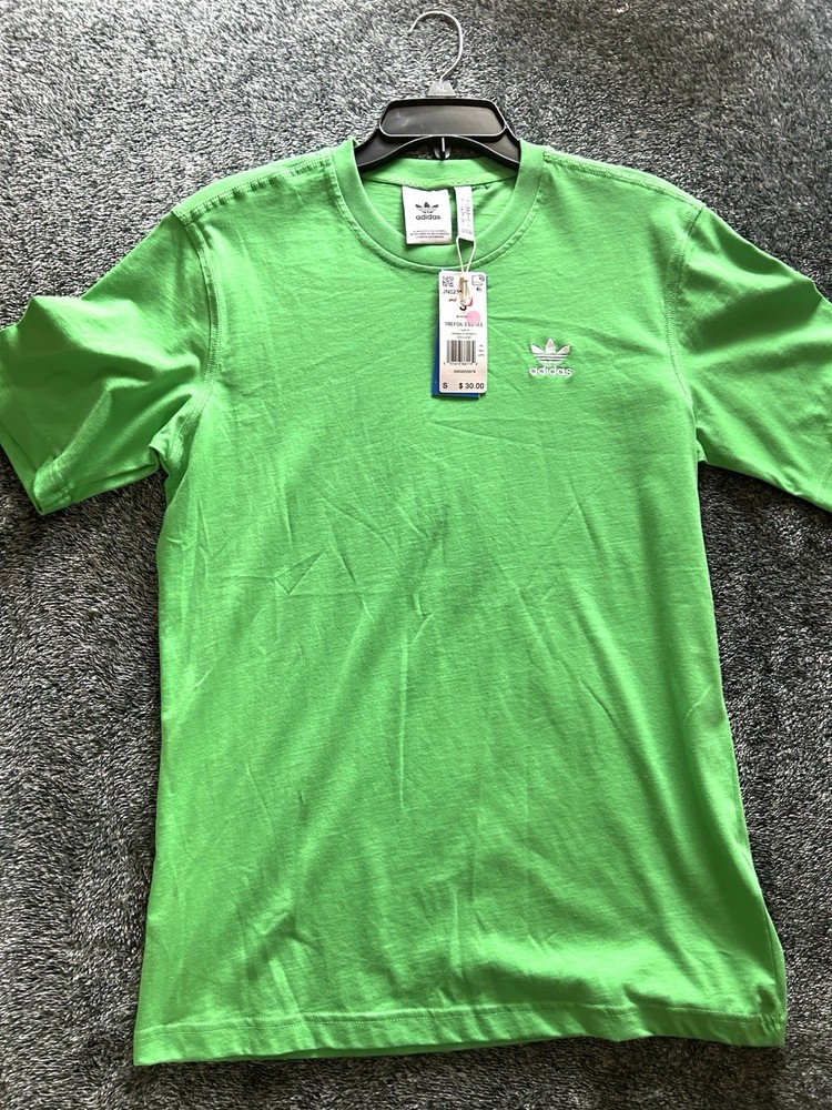 Mens Small ADIDAS ORIGINALS ESSENTIALS TREFOIL TEE SHIRT GREEN JN0235 NWT (R1)