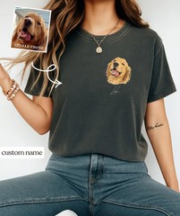 Custom Watercolor Pet Face Comfort Tee Personalized Pet Portrait Dog Cat Lover