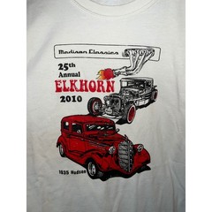 Gildan Madison Classics Elkhorn 2010 Car Show T-Shirt Mens XL White 1935 Hudson