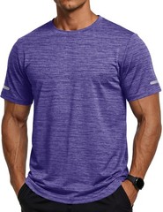 Men’s Workout Short Sleeve Shirts Quick Dry Athletic Gym Running Crewneck T-S…