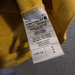 Carhartt Shirt Mens Medium Yellow Work Wear Outdoors Loose Fit Casual Logo NWT
