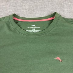 Tommy Bahama Shirt Mens L Green Tagless Crewneck Logo Stretch Cotton Jersey Tee
