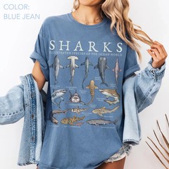 Vintage Shark Species T-Shirt Marine Biology Graphic Tee Ocean Lover Nature Gift