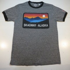 LEAGUE CLASSIC FIT SKAGWAY ALASKA MOUNTAIN TEE T SHIRT Mens S Tri Blend Soft