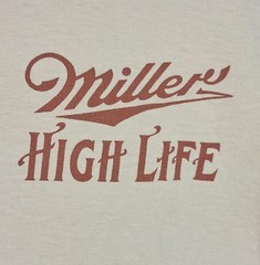 Miller High Life Beer Graphic Tshirt Mens L Short Sleeve Crew Neck Beige Cotton
