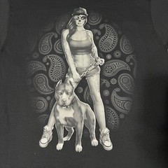 Fruit Of The Loom Tshirt Shirt Dog Tatted Woman Sugar Skull Make Up New Large