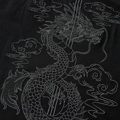 Men’s Dragon Sword Embroidered Cotton Short Sleeve T-Shirt Loose Casual Tee