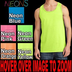 BIG MENS Solid Tank Top Preshrunk Cotton Blend NEONS S M L XL 2XL 3XL 4XL NEW
