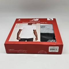 3 Pack NEW BALANCE Mens S M L XL White Gray Black Crew Neck Cotton Logo T Shirts
