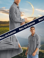 UPF 50+ Mens Quick Dry UV Protection Shirts Long Sleeve Hiking Fishing Work Tops