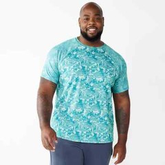 Mens Moroccan Teal Blue T-Shirt Tee Big & Tall 2XB Printed Jacquard Tek Gear New