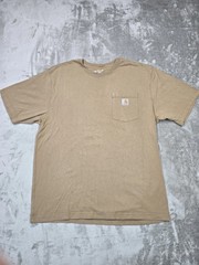 Carhartt Shirt Mens Large Brown Relaxed Fit Pocket Graphic Workwear Short Sleeve