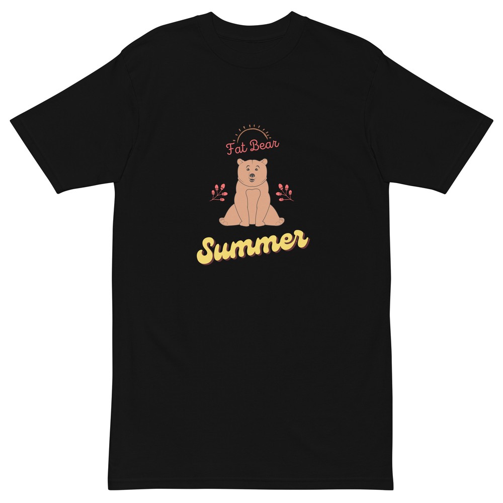 Fat Bear Summer Mens Size XL Black cotton premium heavyweight tee Made to Order