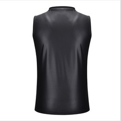 Party Male Tops Sexy Shiny Sleeveless Spandex Tops Vintage Costume Zip