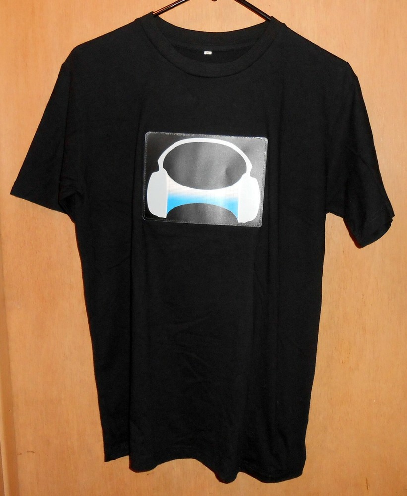Men’s S Sound Activated Flashing Light Up T-Shirt Headphones Dance Party Fun