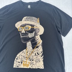 XRAY New York 212 SKULL SEQUINS W/SUNGLASS HAT T-Shirt 2XL LT Stretch Blend