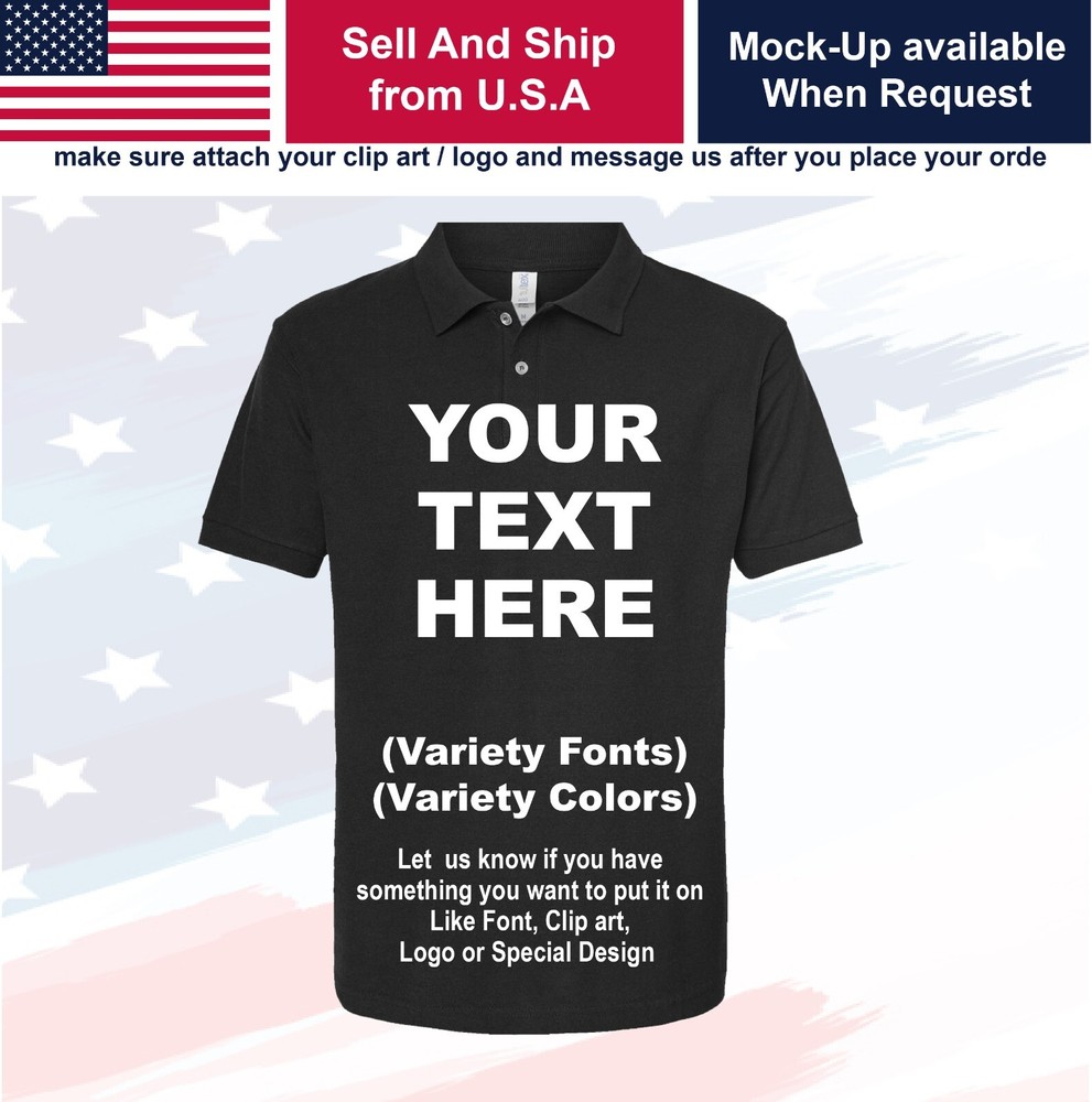 Personalized Custom Polo Shirt Customized w / Text, Logo