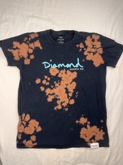 Diamond Supply Co Men’s Medium Black Bleach Dye Design Graphic Tee