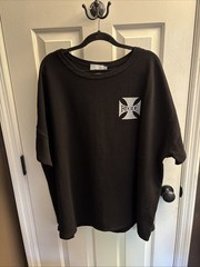 Rhude Cross Men’s Black 2XL Twill Cotton Graphic Logo T-Shirt Size XXL ￼
