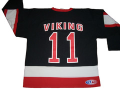 Amon Amarth Viking 11 – X-LARGE Band Logo Hockey Jersey – Canada Red White Black