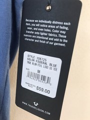 New True Religion Jeans T-Shirt Blue Foil Mens Short Sleeve Size Medium NWT $59