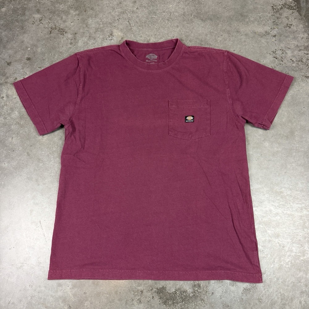 Dickies Skateboard T Shirt Mens Large Burgandy Pocket Grunge Preowned