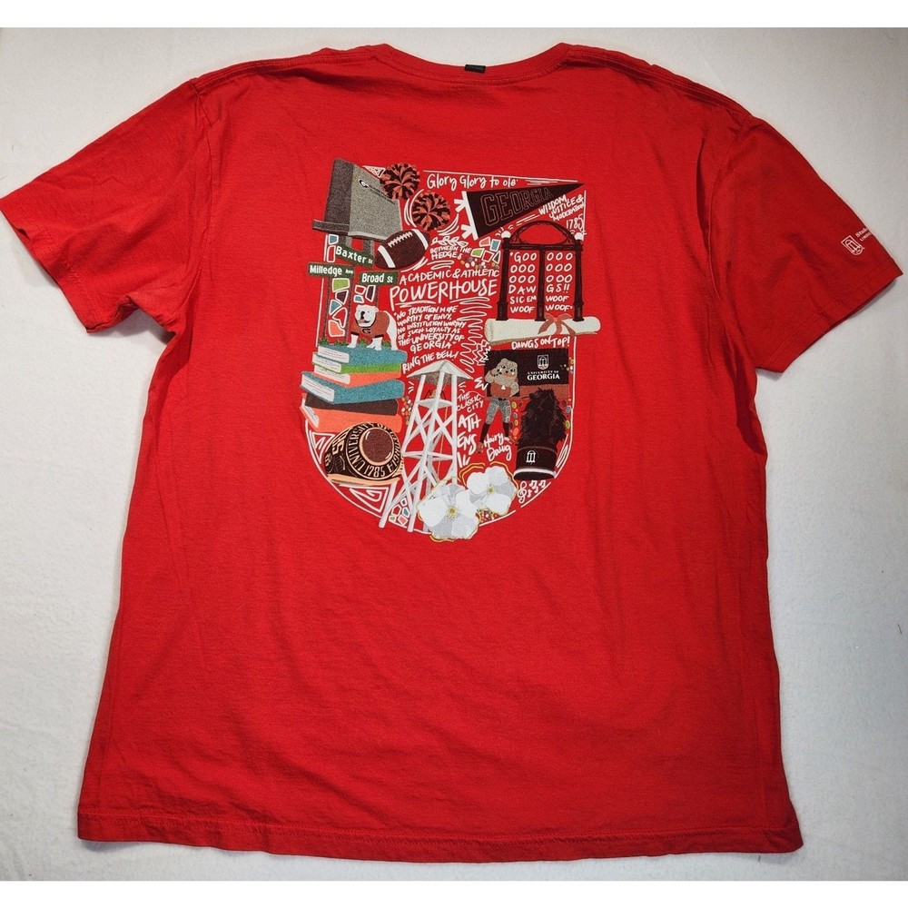 UGA University of Georgia Bulldogs Graphic T-Shirt XL Red Campus Dawgs Alumni