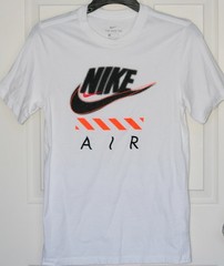 Nike Air Graphic Tee Shirt White Black Orange Size Small 100% Cotton ShortSleeve