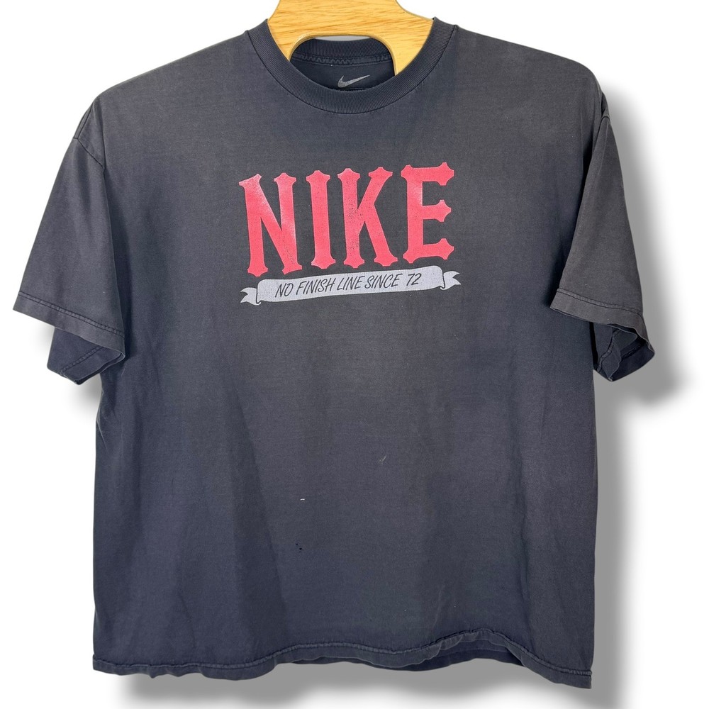 Vintage Nike T-Shirt Men 3XL Faded Black Loose Fit No Finish Line Graphic Tee