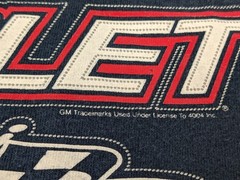 Vtg Chevrolet Racing T-Shirt Mens M Navy Blue Checkered Flags Bow Tie Y2K