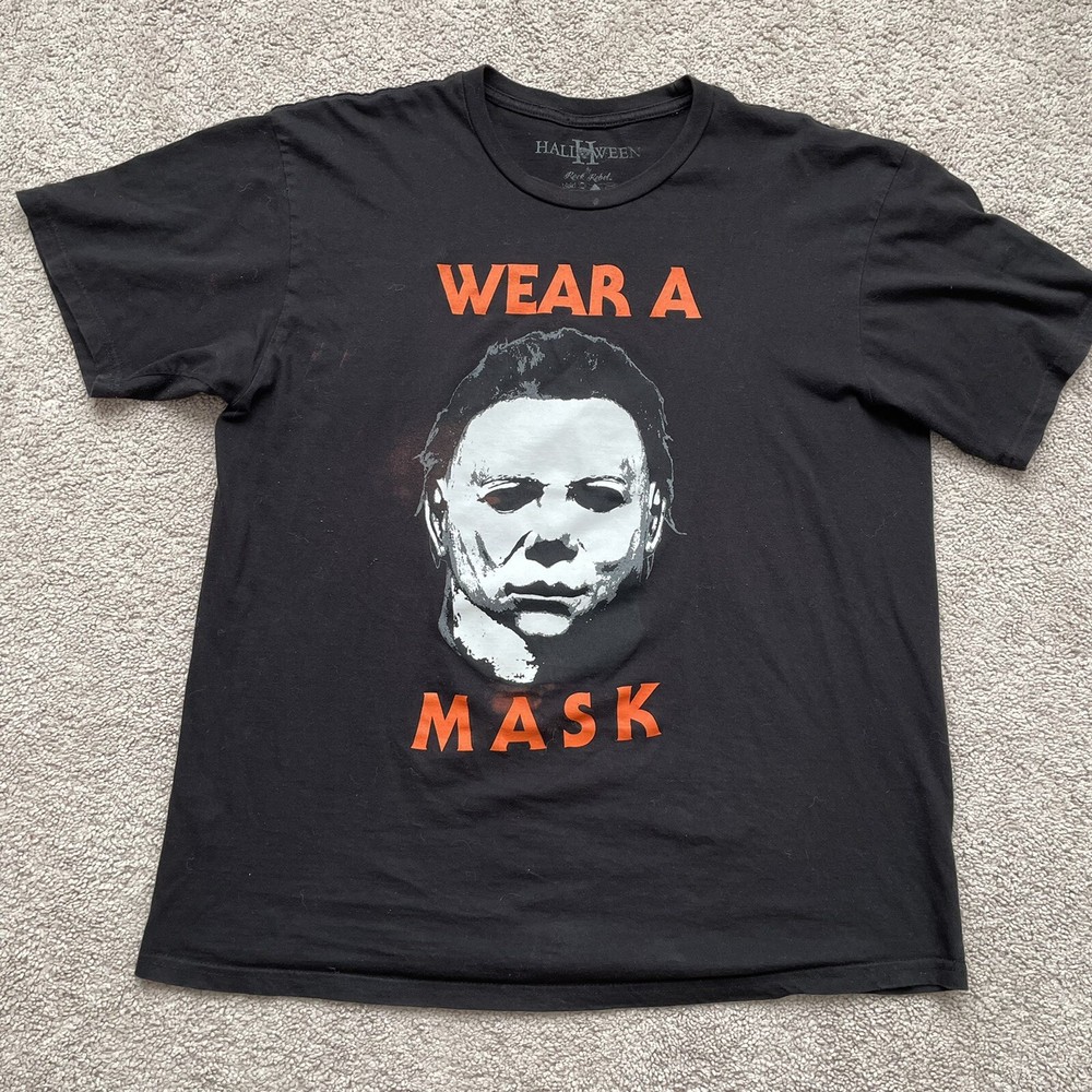 Halloween 2 Michael Myers Wear A Mask Shirt Black Size Mens XL