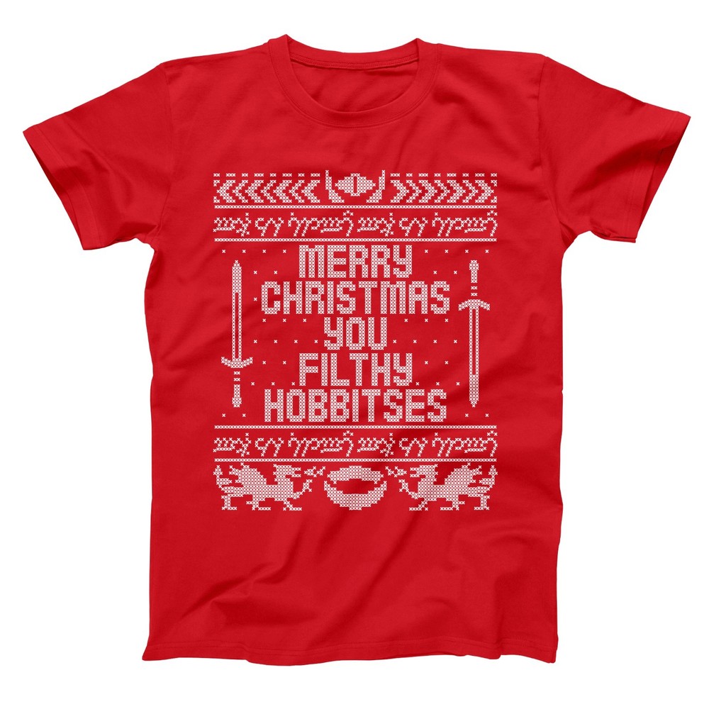 Merry Christmas You Filthy Hobbitses – funny Xmas elf hobbit humor XS-5X T-Shirt