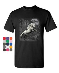 White Wild Horse T-Shirt Mustang Nature Animal Lovers Wildlife Mens Tee Shirt
