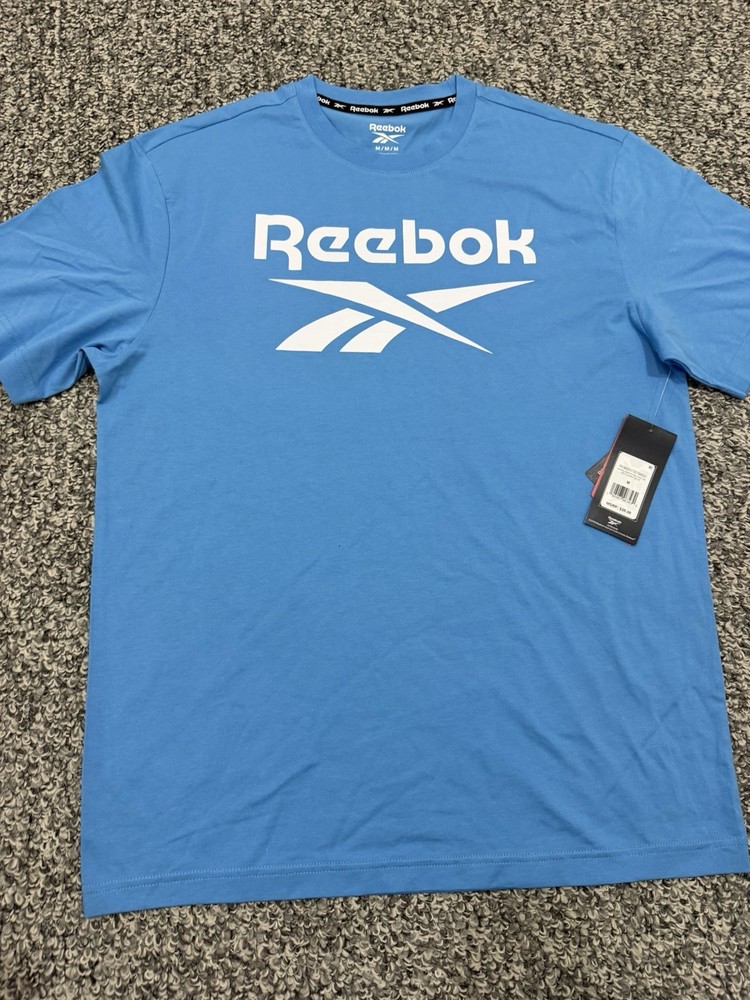 Reebok Mens Identity 100% Cotton Tee Shirt – Recovery Blue- Medium -Brand NWT!