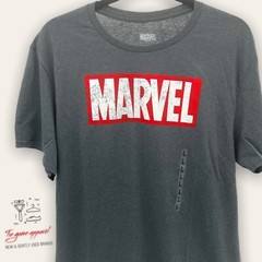 Marvel Mens T-Shirt – Classic Distresed Red Boxed Logo Image