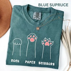 Funny Cat Paw T-Shirt Rock Paper Scissors Funny Animal Lover Graphic Shirt