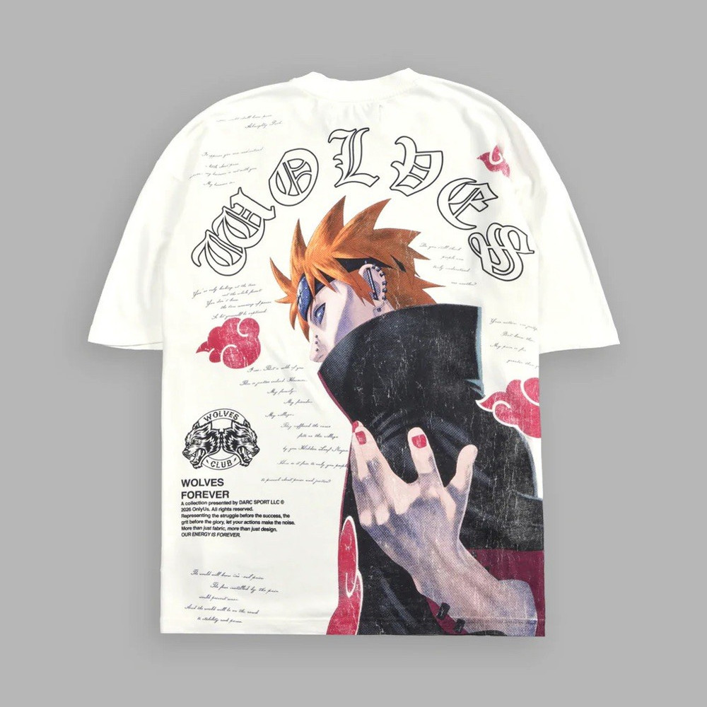 DARC SPORT x NARUTO NO PAIN NO GAIN PREMIUM OVERSIZED TEE IN CREAM(Small)