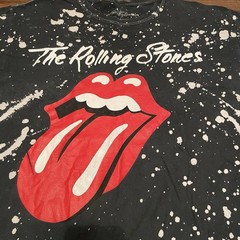 The Rolling Stones Shirt Large Black Bleach Splatter Acid Wash Tongue Graphic