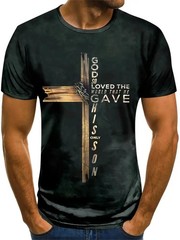 Christian Mens Clothing T Shirts Oversized T Shirt Gothic Jesus Christ Cross 3D