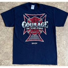 Kerusso Men Navy Blue Courage In The Fire Joshua 1:9 Firefighter T-Shirt Medium