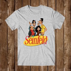 Seinfeld Cartoon Cast Men’s Grey T-Shirt Size S-5XL